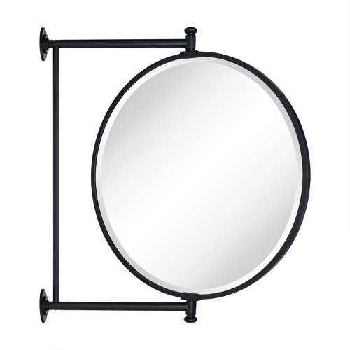 Ebern Designs Corrente PivotNView Circle Round Mirror For Window